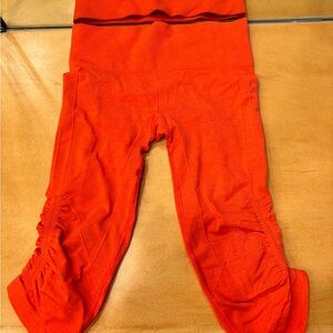 Lululemon Ebb and Flow Crop 2/4 Orange EUC